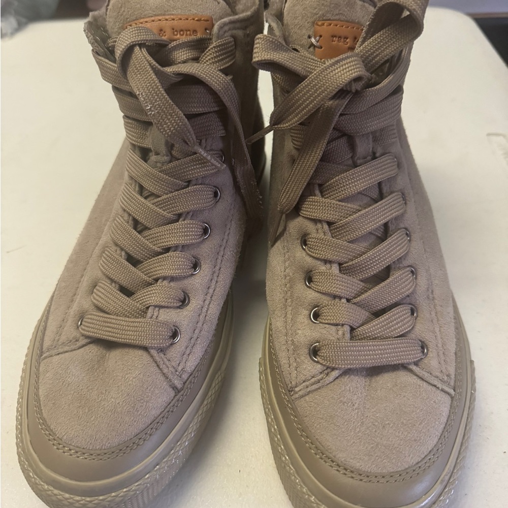 rag & bone Beige Suede High-Top Sneakers